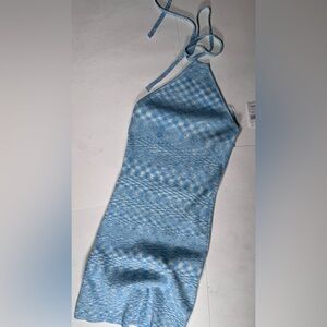 Kendall & Kylie Blue and White Knit Scarf